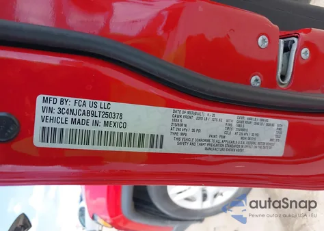 2020 Jeep Compass Sport Fwd из США, поврежденный, VIN 3C4NJCAB9LT250378